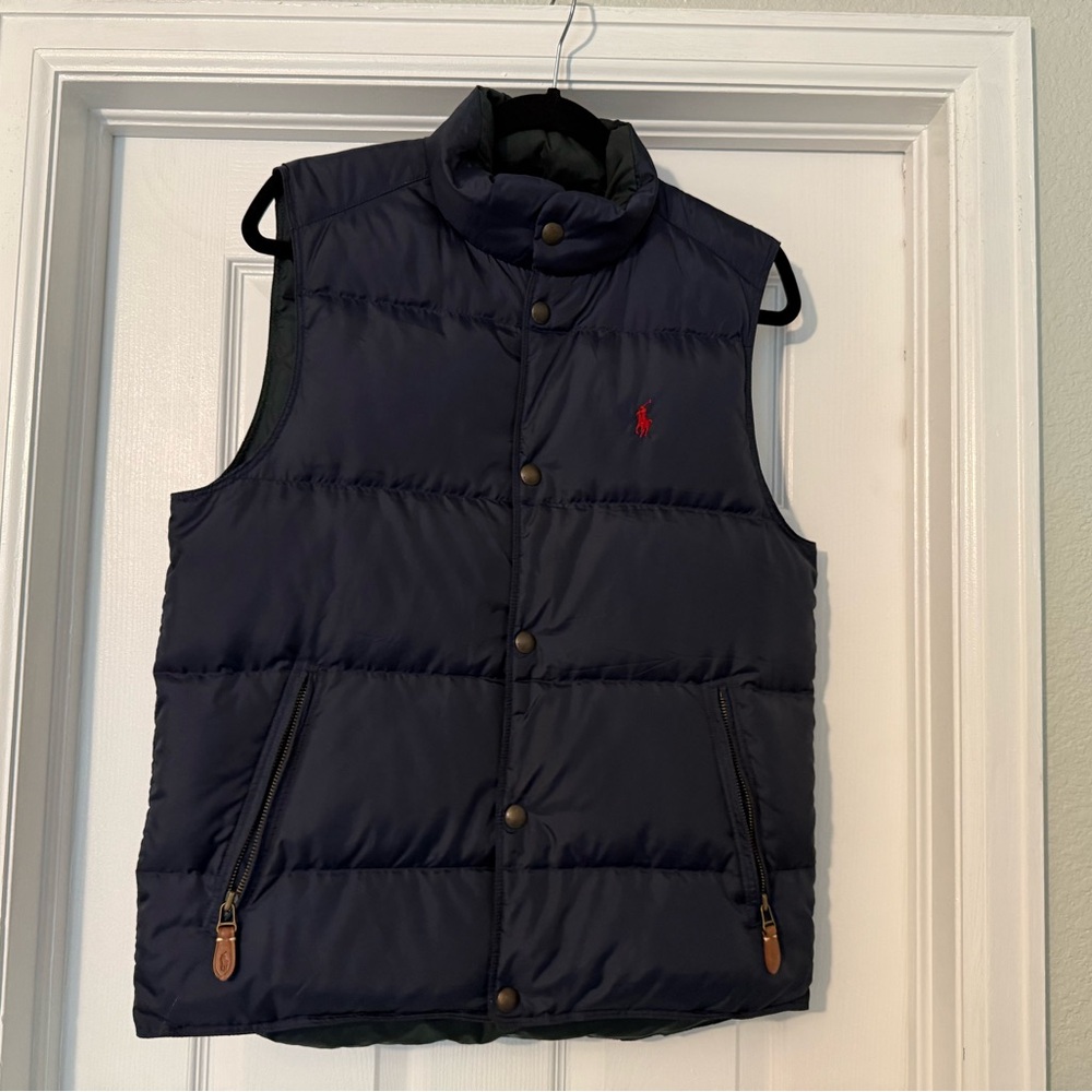 Polo Ralph Lauren Men's Reversible Navy and Dark Green Puffer Vest